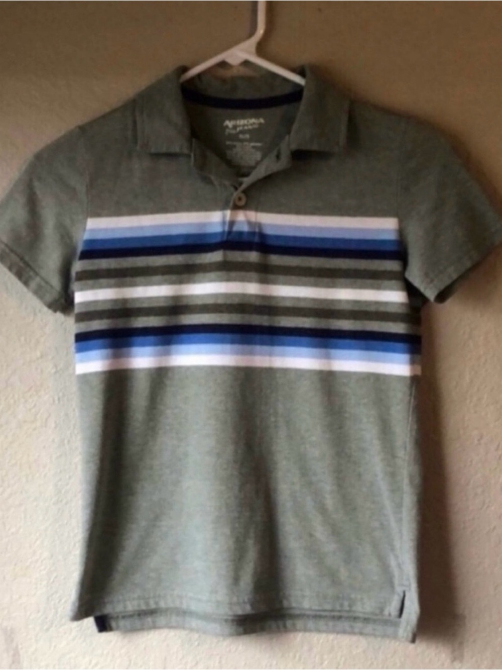 Arizona Shirt Boys Light Green Striped Short Sleeve Polo Shirt Casual Top XL 7